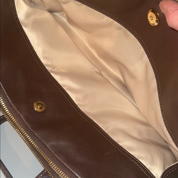 Coach Brown Leather Handbag with kisslock accent - Picture 8 of 9